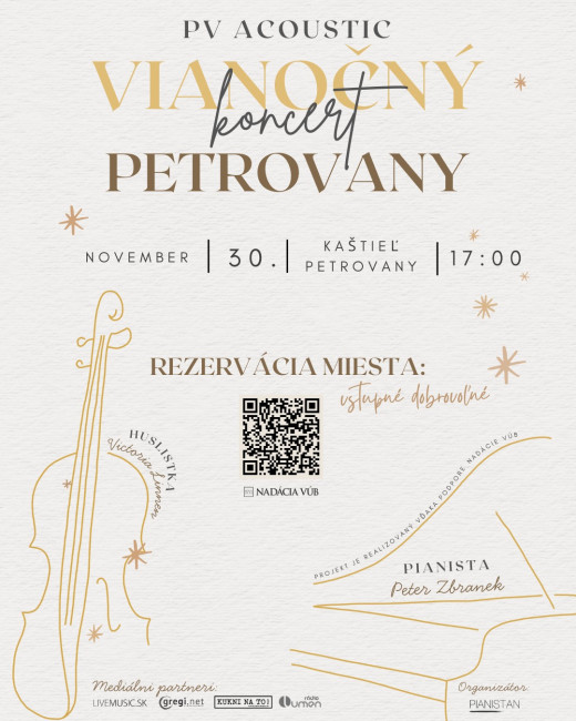 Vianočný koncert v Kaštieli Petrovany: Pianista Peter Zbranek a huslistka Victoria Linnen