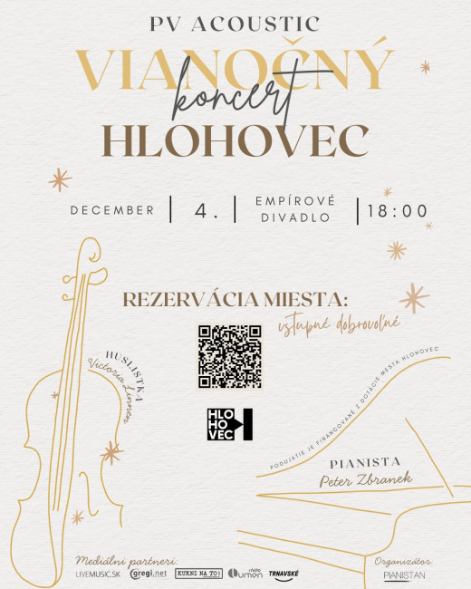 Vianočný koncert v Empírovom divadle Hlohovec: Pianista Peter Zbranek a huslistka Victoria Linnen