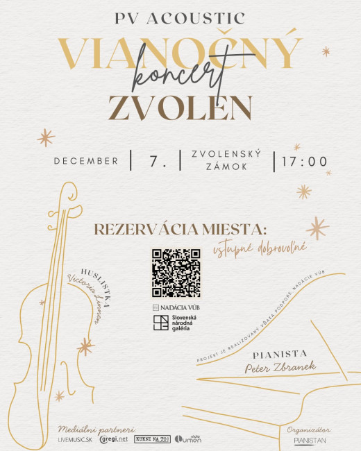 Vianočný koncert na Zvolenskom zámku: Pianista Peter Zbranek a huslistka Victoria Linnen